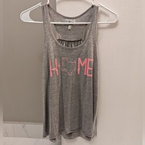 Gray Texas "Home" Racerback Tank Top, Size Small